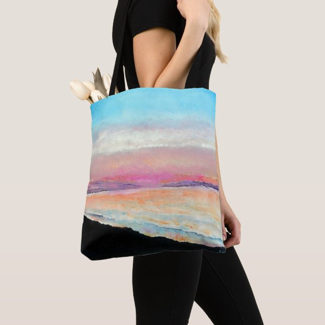 Tote Bag Beau Coucher De Soleil De Plage Dans Les Pastels | (De près)