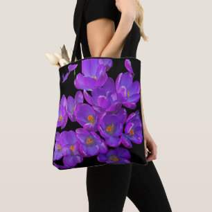 Tote Bag Beau Crocus de printemps violet Floral