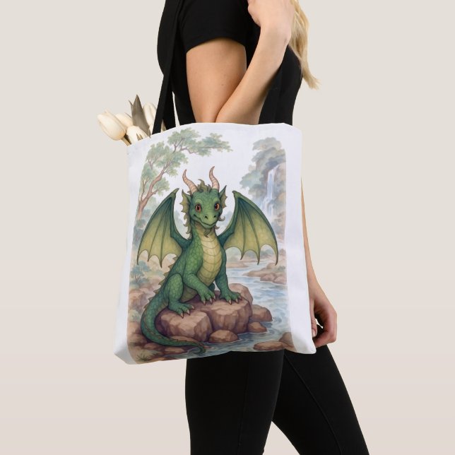Tote Bag Beau dragon vert (De près)
