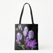 beau M monogramme joli fleurs de crocus pourpre
