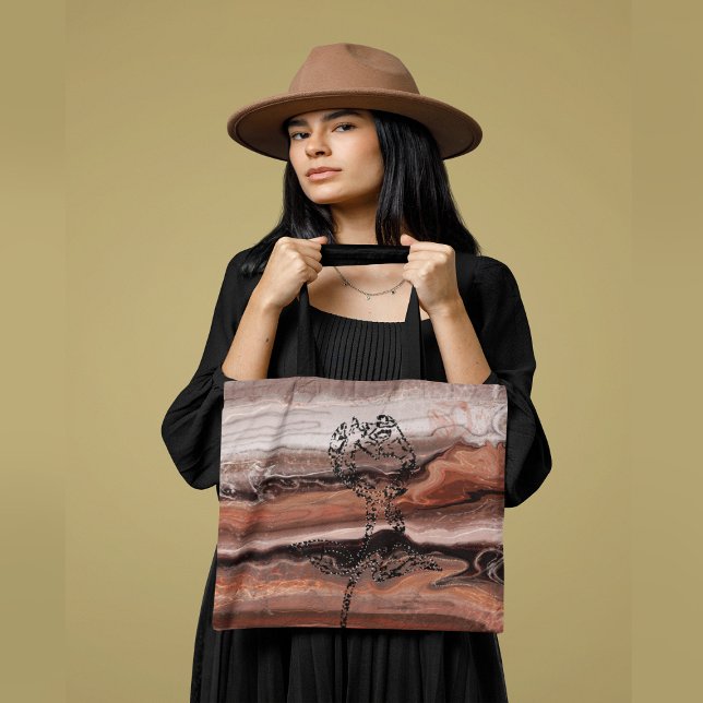 Tote Bag Beau marbre rouge orange avec Rose (Beautiful Red Orange Marble with Roses Tote Bag)