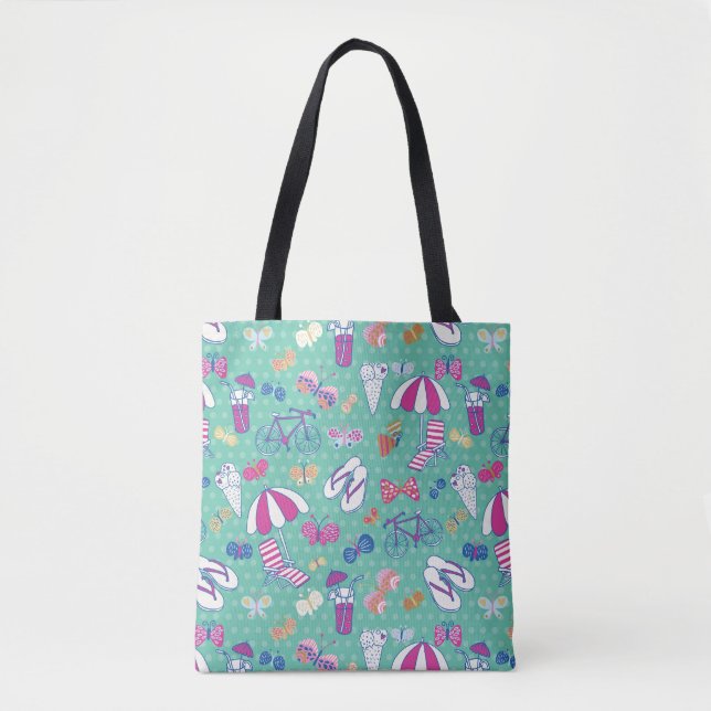Tote Bag Beau motif avec des éléments d'été (Devant)