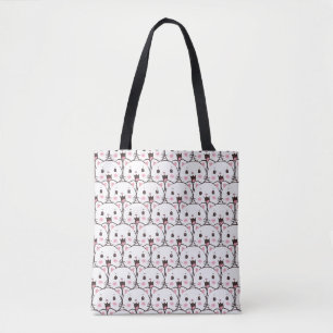 Tote Bag Beau Motif de dessin de visage de chat blanc