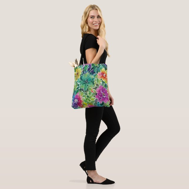 Tote Bag Beau Motif de fleurs d'aquarelle (Sur le modèle)