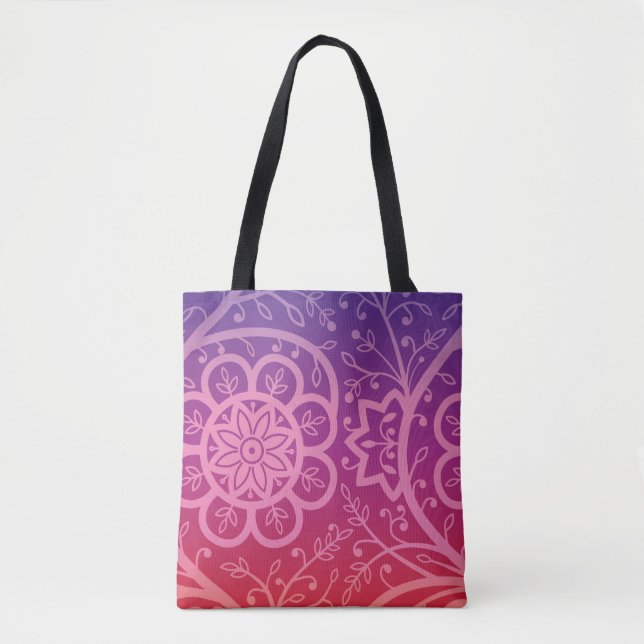 Tote Bag Beau motif floral dégradé indien (Devant)
