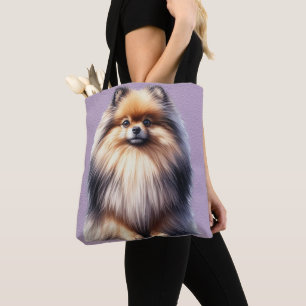 TOTE BAG BEAU PETIT CHIEN POMERANIEN ROUGE