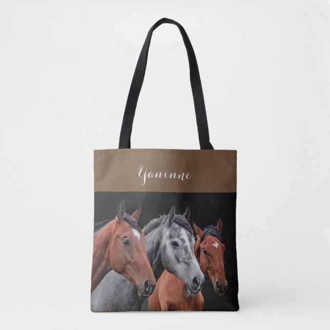 TOTE BAG BEAU PORTRAIT DE CHEVAUX POUR DES AMANTS DE CHEVAL (Devant)
