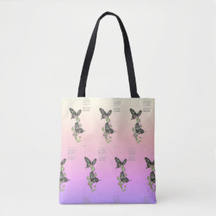 Tote Bag Beau Rose de Ceylan en voie de disparition papillo