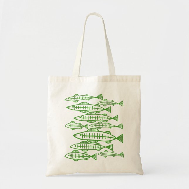 Tote Bag Beaucoup de poissons - Avocado Green (Devant)