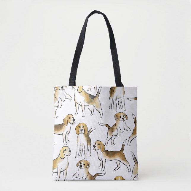 Tote Bag Beauté beagle : Motif de chien aquarelle (Devant)