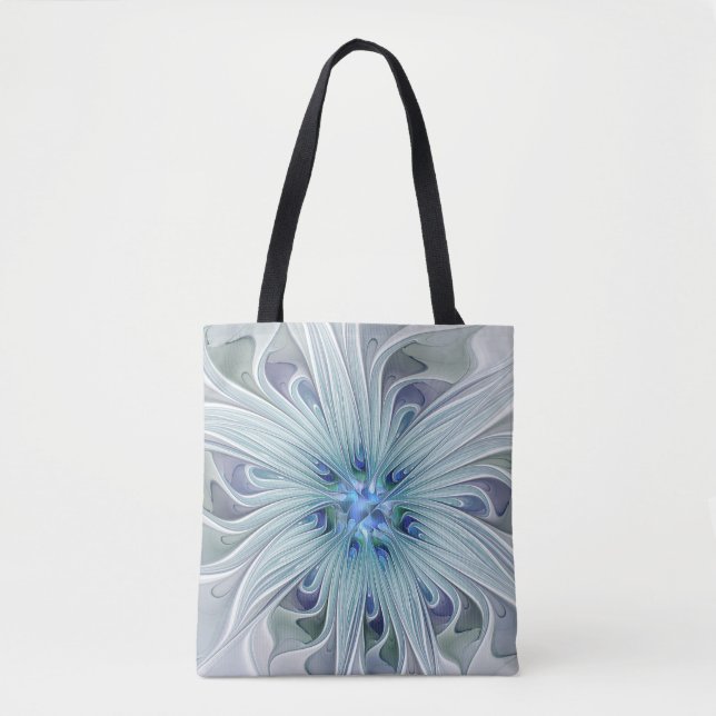 Tote Bag Beauté florale Abstraite moderne Blue Pastel Flowe (Devant)