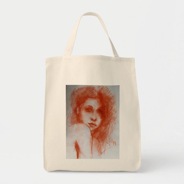 Tote Bag BEAUTÉ ROMANTIQUE / Portrait de femme en Sepia Bro (Devant)