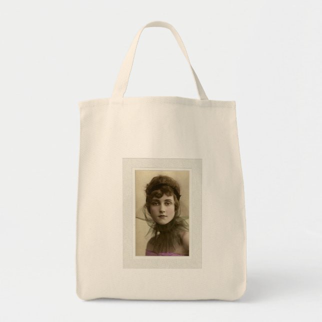 Tote Bag Beauté victorienne intense look filet rose haut (Devant)