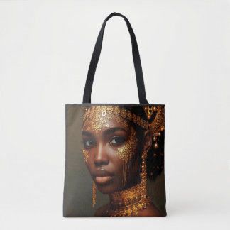 Tote Bag Beautiful Nubian Goddess in Gold