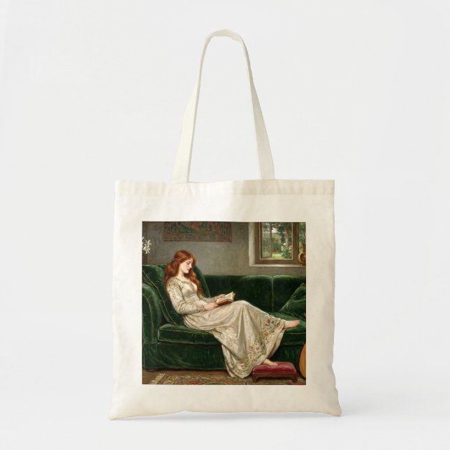 Tote Bag Beautiful Red Haired Woman Reading Book Artistic   (Devant)