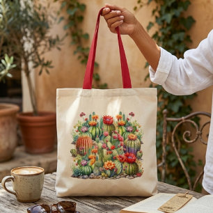 Tote Bag Beaux Cactus Fleuris