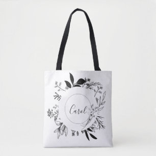 Tote Bag Beaux Fleurs Sauvages Doodles