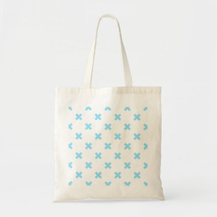 Tote Bag Bébé bleu croix coutures sur blanc