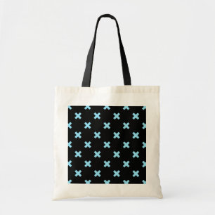 Tote Bag Bébé croix bleu coutures sur noir