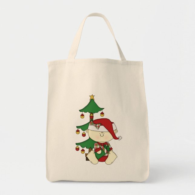 Tote Bag Bébé de Noël mignon avec arbre (Devant)