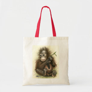 Tote Bag Bébé d'orang-outan avec le feuille