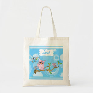 Tote Bag Bébé du hibou   de bébé bleu