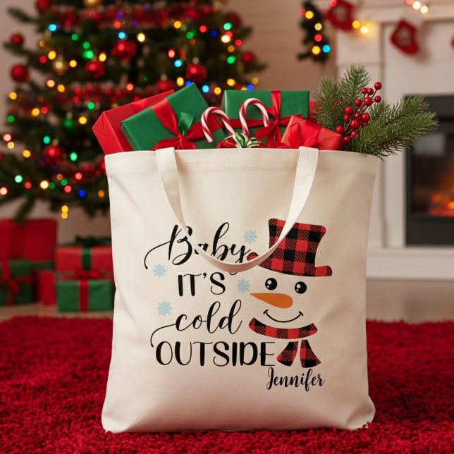 Tote Bag Bébé Il fait froid dehors vacances sur mesure (Baby It's Cold Outside Custom Holiday Tote Bag)