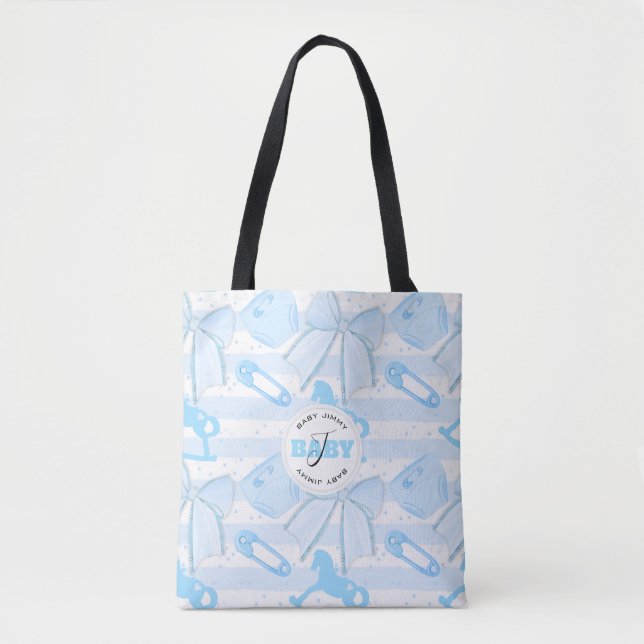 Tote Bag Bébé mignon garçon Motif monogramme (Devant)