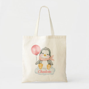Tote Bag Bébé mignon Pingouin rose