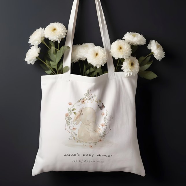 Tote Bag Bébé mou Mum Lapin Floral Baby shower de couronne (Créateur téléchargé)