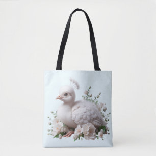 Tote Bag Bébé paon adorable & Fleurs : Délice de la nature