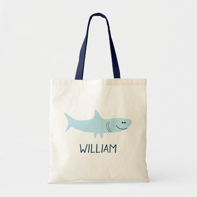 Tote Bag Bébé personnalisé requin bleu (Devant)