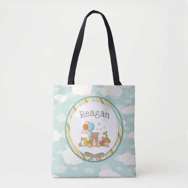 Tote Bag Bébé personnalisé Teddy Ours Giraffe caoutchouc Du (Devant)