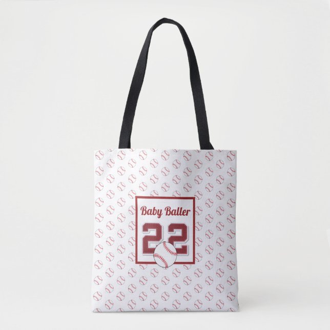 Tote Bag Bébé rouge et blanc (Devant)