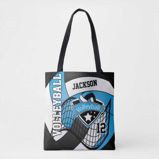 Tote Bag Bébé Volley Bleu, Noir et Blanc (Devant)