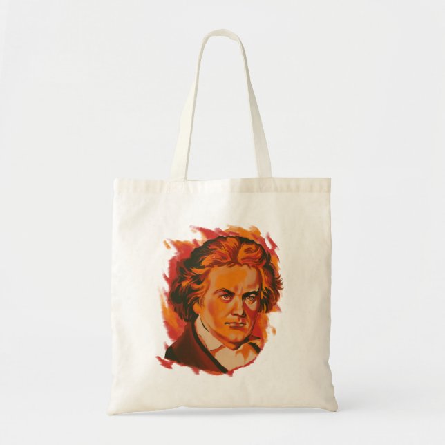 Tote Bag Beethoven Fire Palette Portrait Quote (Devant)