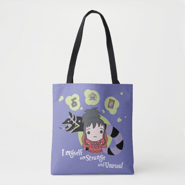 Tote Bag Beetlejus | Chibi Lydia "Étrange et inhabituel" (Devant)