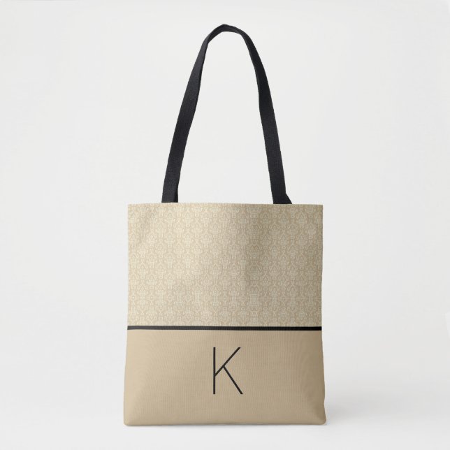 Tote Bag Beige et noir (Devant)