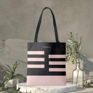 Tote Bag Beige Noir Moderne Tendance Élégant