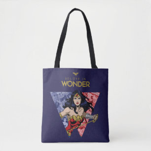 Tote Bag "Believe In Wonder" Wonder Woman Lasso Comic Logo