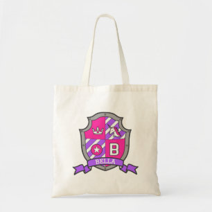 Tote Bag Bella chevalet bouclier B nom rose violet biblioth