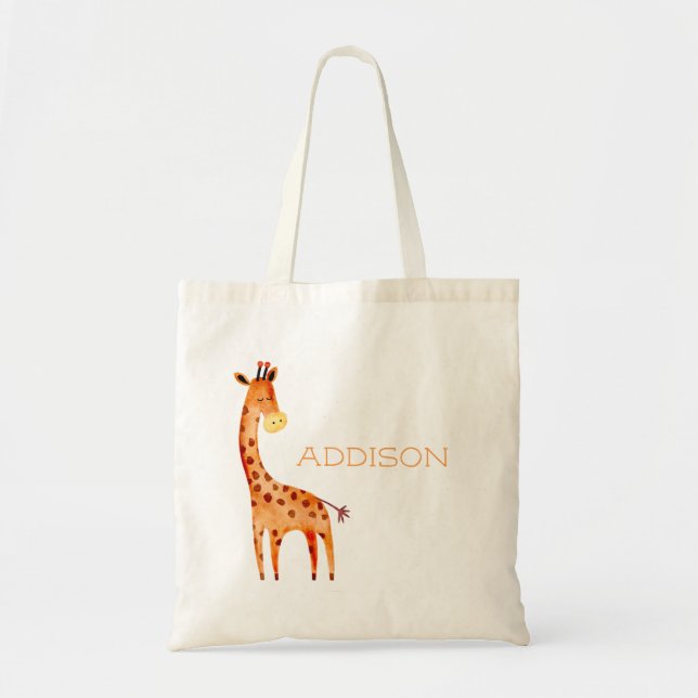 Tote Bag Belle aquarelle Giraffe Animal Personnalisé (Devant)