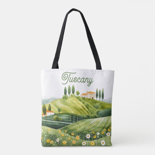 Tote Bag Belle aquarelle Illustration de la Toscane Italie (Dos)