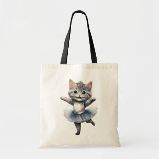 Tote Bag Belle ballerine de chat gris danse ballet