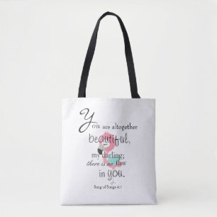 Tote Bag Belle Bible Flamant rose Verse