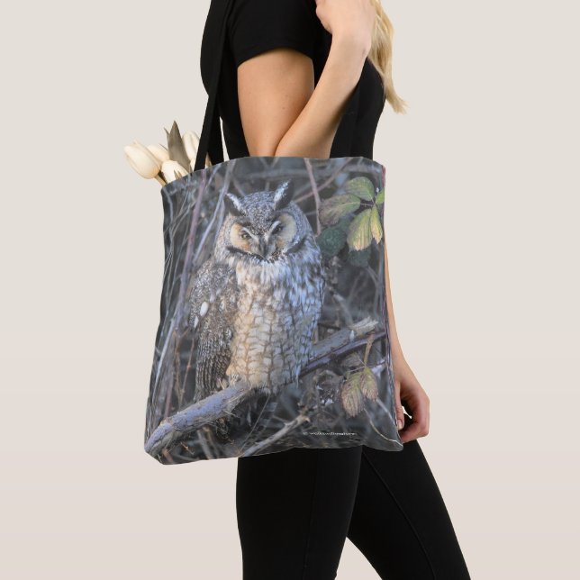 Tote Bag Belle Chouette à longue Terre au coucher du soleil (De près)