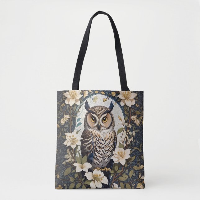 Tote Bag Belle Chouette Et Fleurs De Jasmin (Devant)