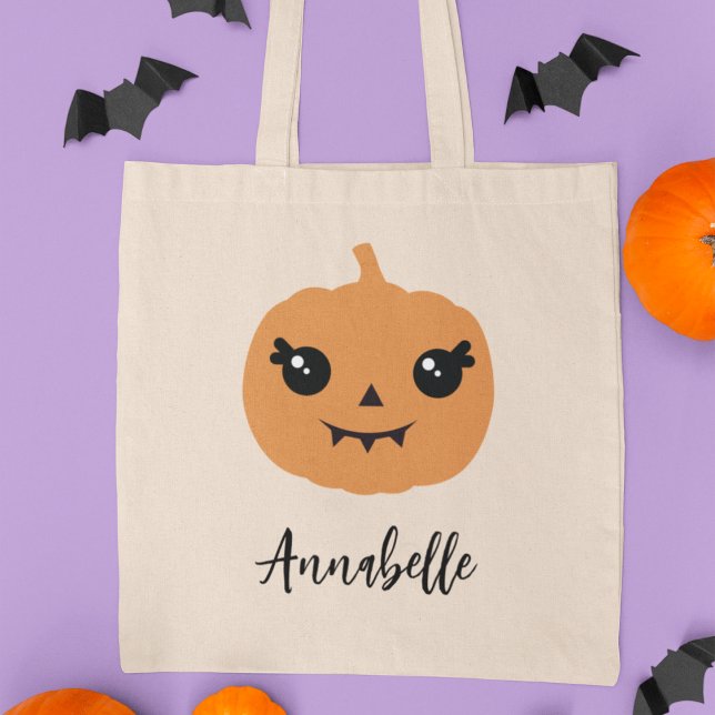 Tote Bag Belle Citrouille Personnalisée Halloween Trick ou  (Créateur téléchargé)