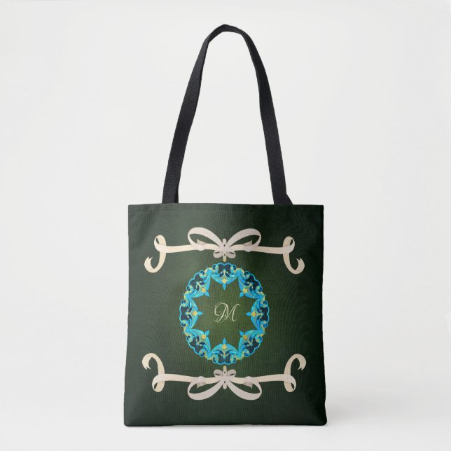 Tote Bag Belle Cravate de Bow victorienne avec Monogramme (Devant)