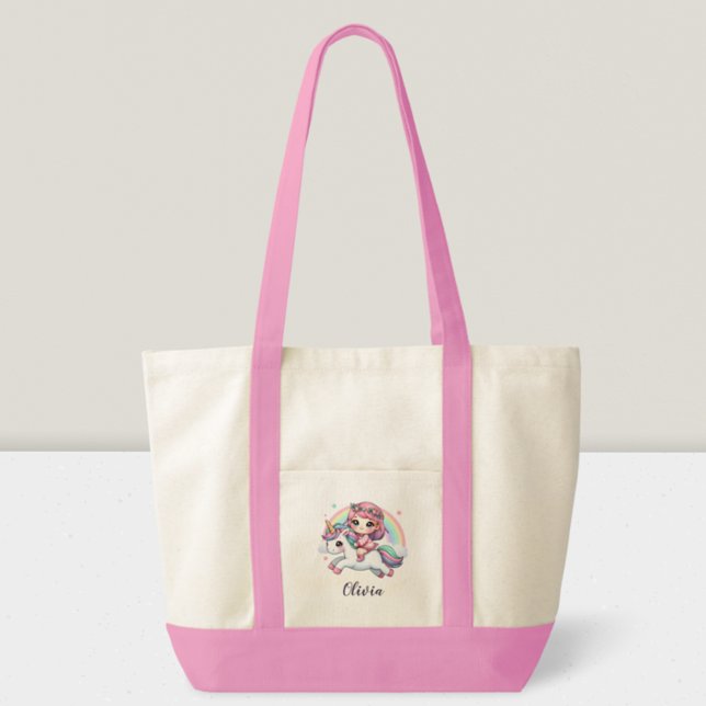 Tote Bag Belle fille bébé sur Unicorn (Créateur téléchargé)
